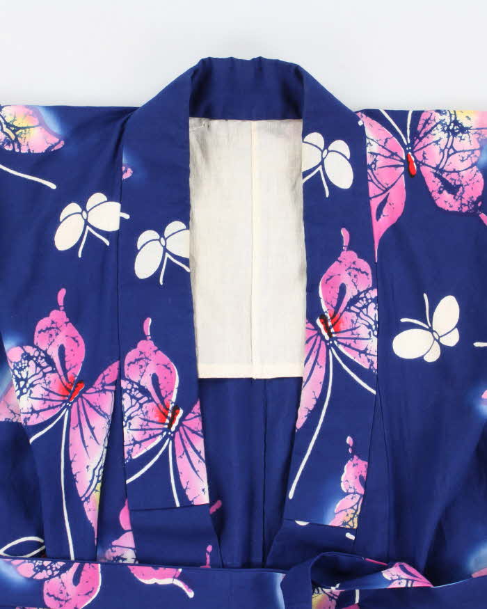 Vintage Woman's Butter Fly Print Kimono - L