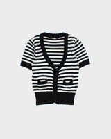 Vintage Y2k 2000s SWS Striped Short Sleeve Cardigan - L
