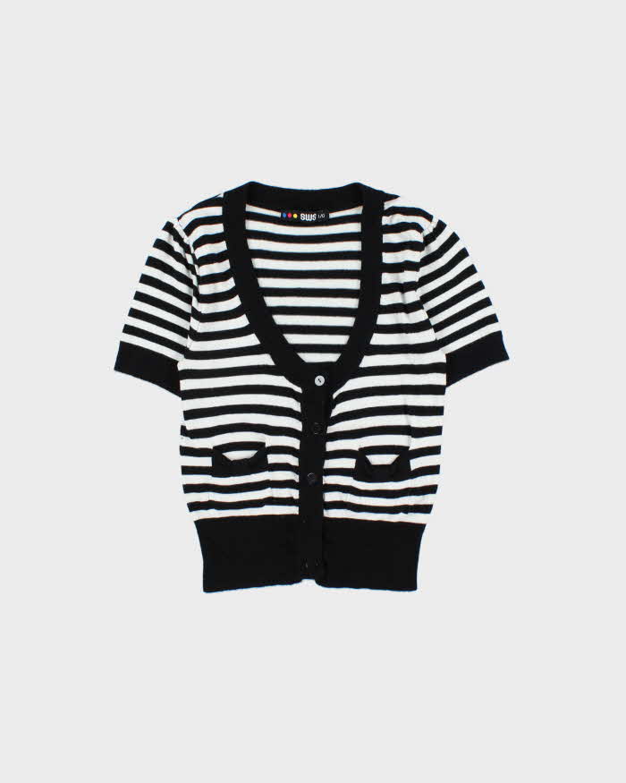 Vintage Y2k 2000s SWS Striped Short Sleeve Cardigan - L