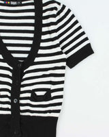 Vintage Y2k 2000s SWS Striped Short Sleeve Cardigan - L
