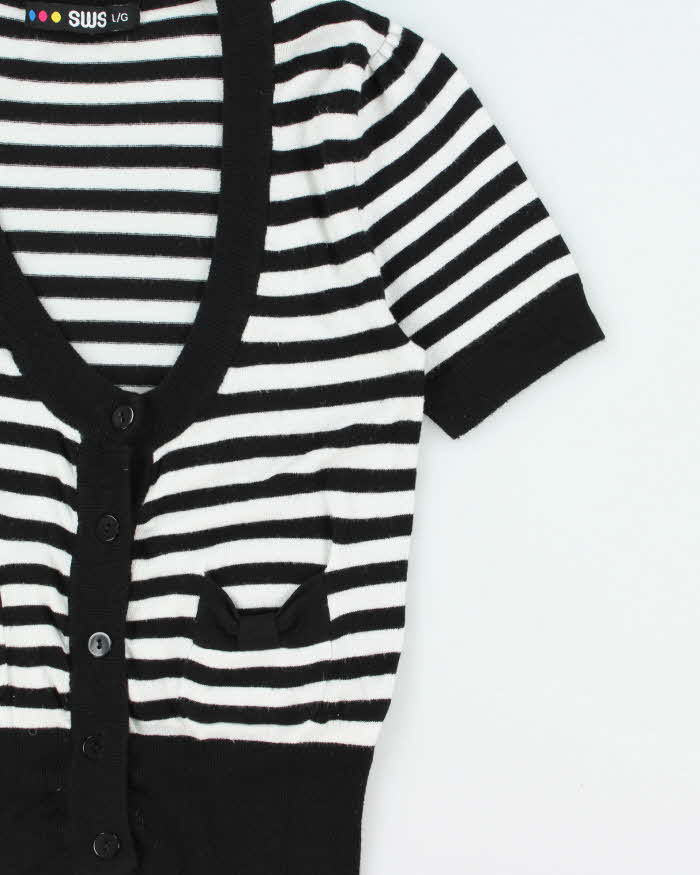 Vintage Y2k 2000s SWS Striped Short Sleeve Cardigan - L