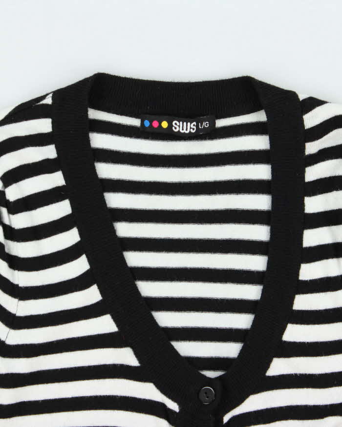 Vintage Y2k 2000s SWS Striped Short Sleeve Cardigan - L
