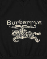 Vintage 1990s Burberry Pure New Wool Made In Scotland Logo Knit Sweater Vest - S