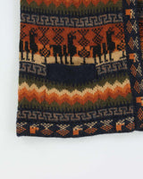 Vintage 1990s Arte Inka-Berfass Pure Alpaca Wool Patterned Sleeveless Knit Cardigan - M