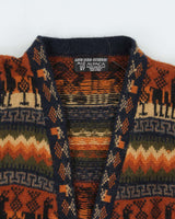 Vintage 1990s Arte Inka-Berfass Pure Alpaca Wool Patterned Sleeveless Knit Cardigan - M