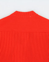 Vintage 1960s Gino Paoli Half Button Ribbed Wool Made In Italy Short Sleeve Jumper - M