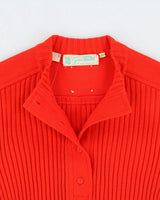 Vintage 1960s Gino Paoli Half Button Ribbed Wool Made In Italy Short Sleeve Jumper - M