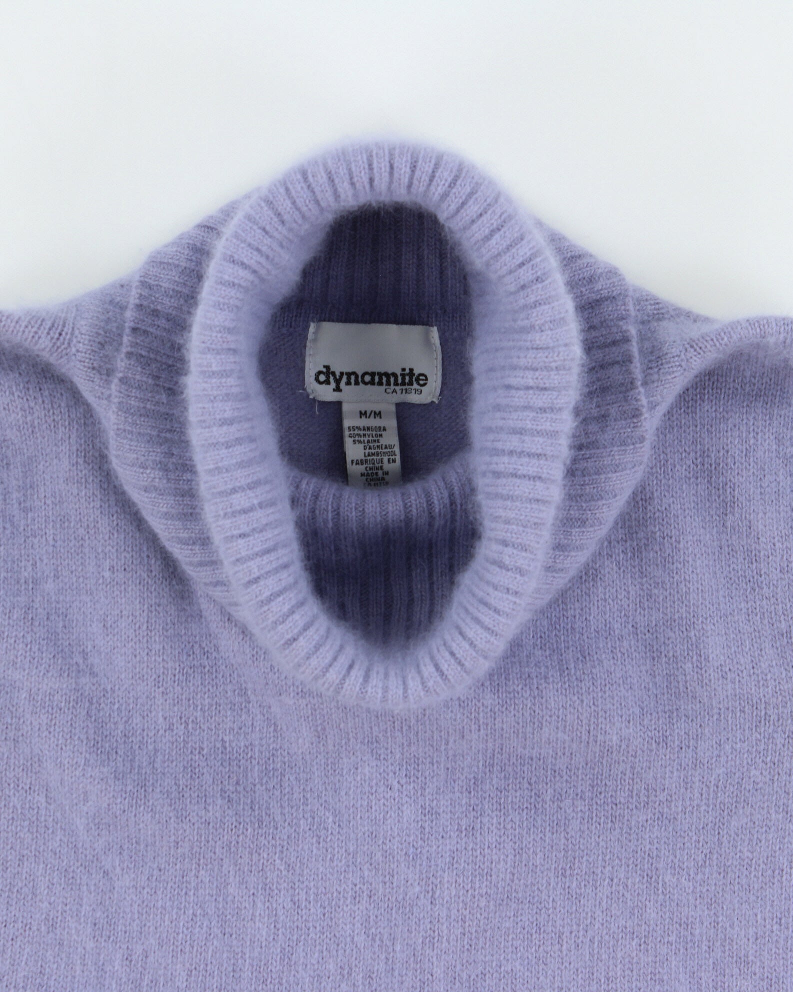 Vintage 1990s Dynamite Angora &amp; Wool Blend Roll Neck Sleeveless Jumper - M