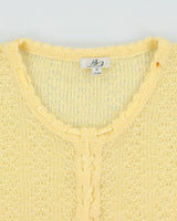 Vintage 1990s Bear Two Fine Wool Blend Knit Lace-up Short Sleeve Cardigan - M