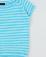 Vintage 1990s Brody Stripe Angora &amp; Wool Blend Short Sleeve Boat Neck Jumper - M