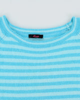 Vintage 1990s Brody Stripe Angora &amp; Wool Blend Short Sleeve Boat Neck Jumper - M