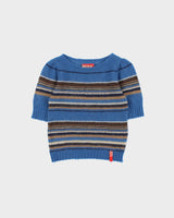 Vintage 1990s Miss Sixty Mohair &amp; Wool Blend Stripe Short Sleeve Jumper - S