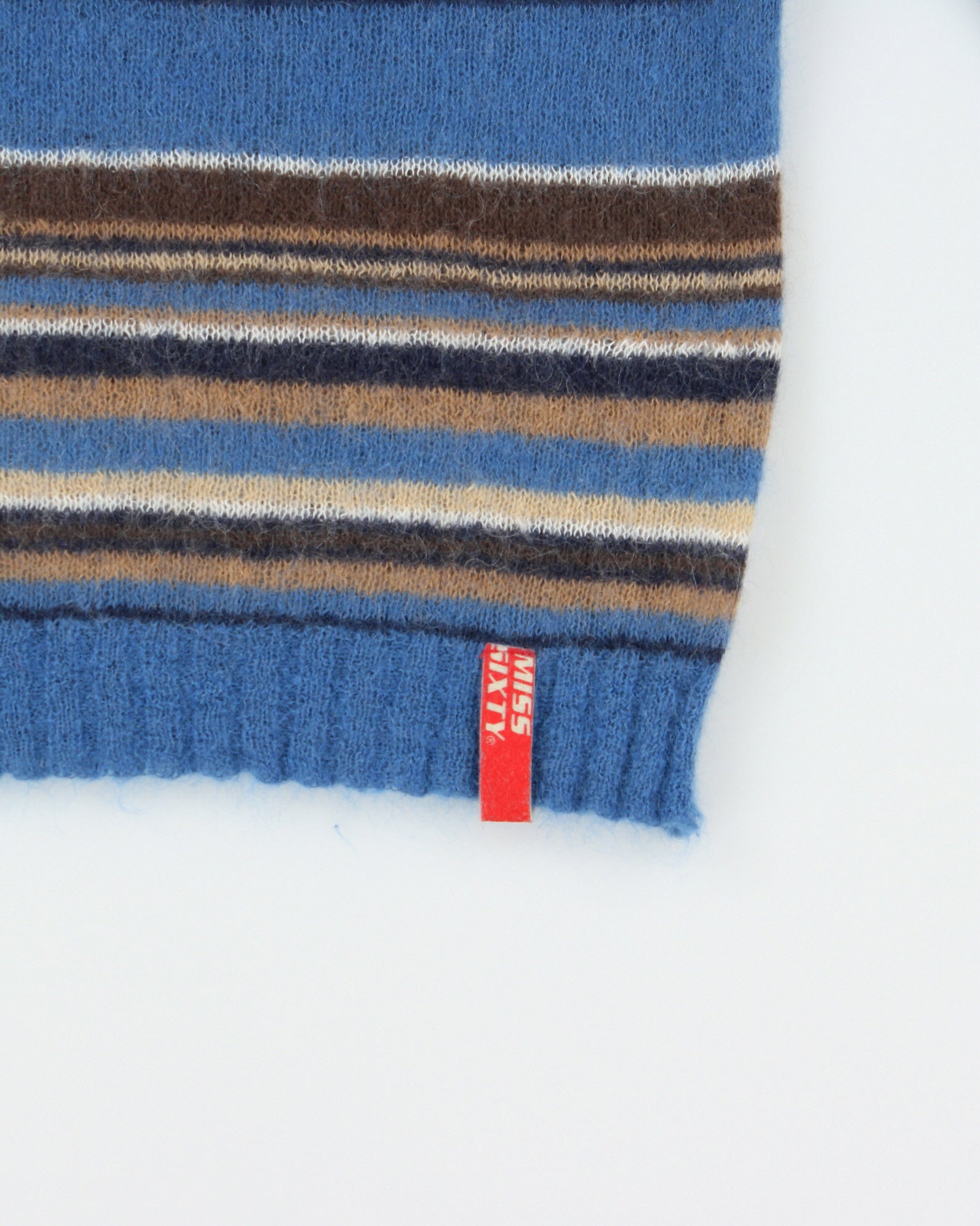 Vintage 1990s Miss Sixty Mohair &amp; Wool Blend Stripe Short Sleeve Jumper - S
