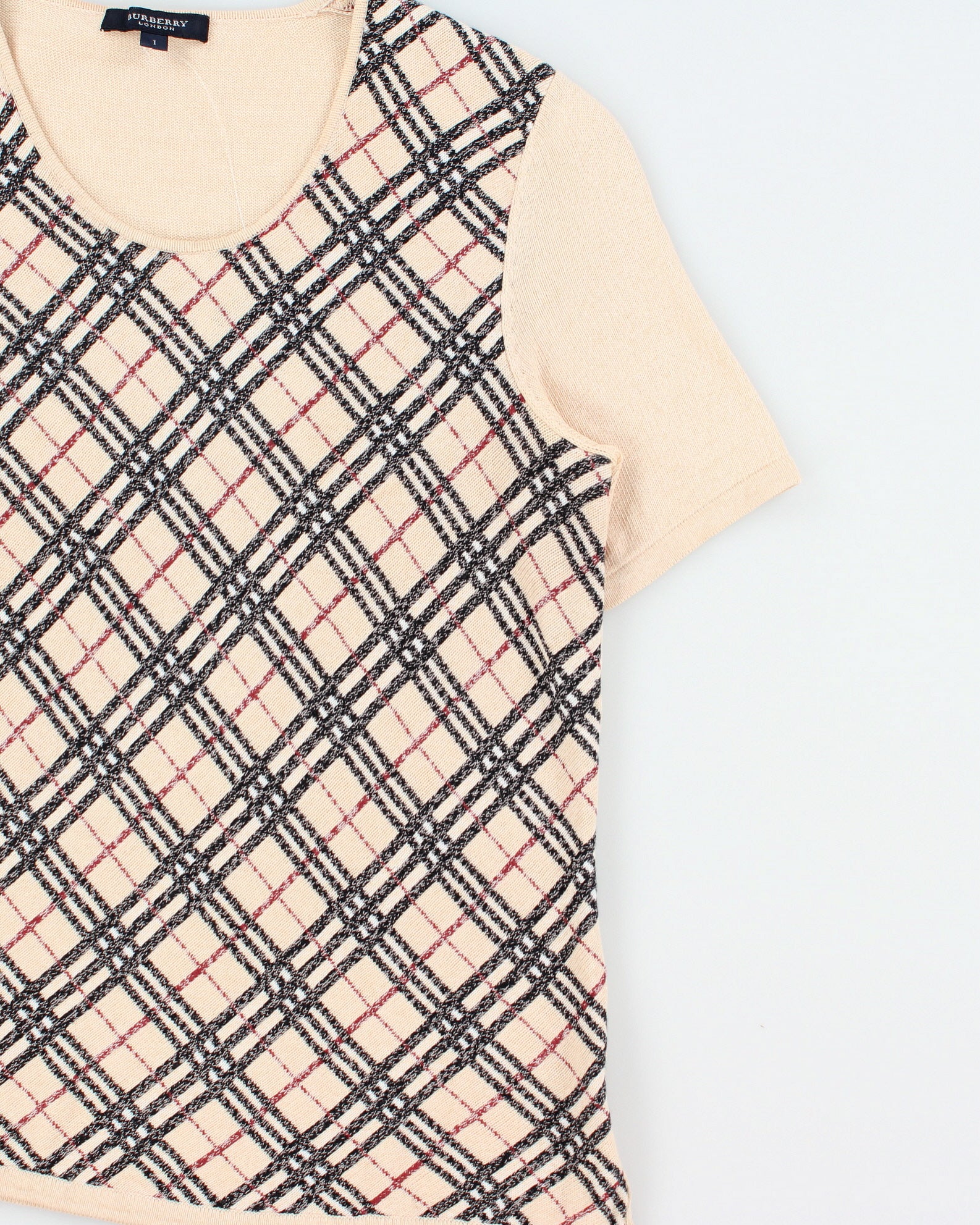 Vintage 2000s Burberry Nova Check Short Sleeve Jumper - S