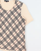 Vintage 2000s Burberry Nova Check Short Sleeve Jumper - S
