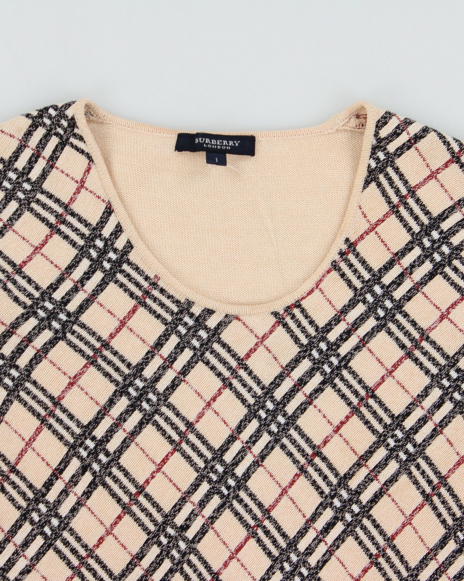 Vintage 2000s Burberry Nova Check Short Sleeve Jumper - S
