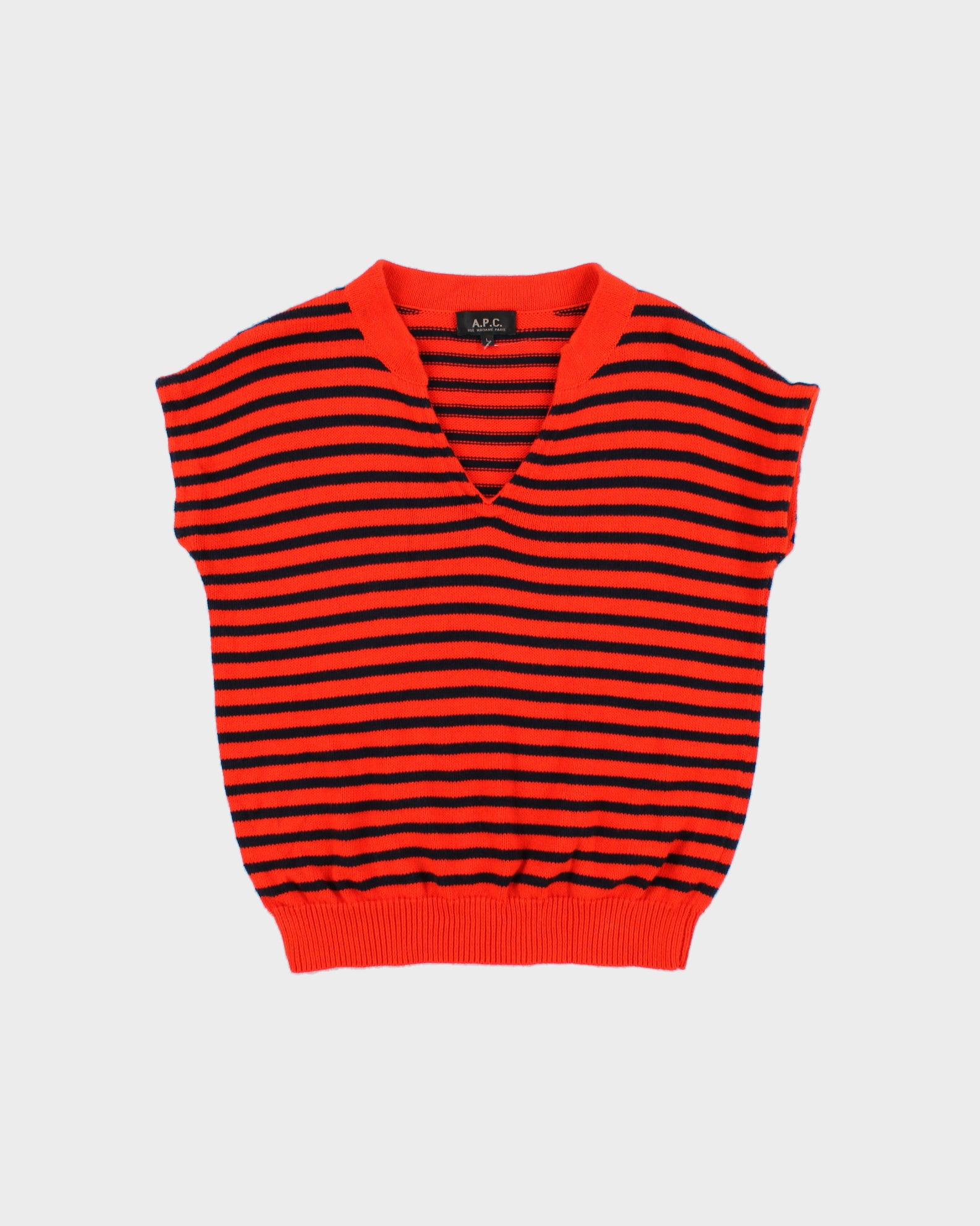 Vintage A.P.C Striped Knit Sleeveless Jumper - L