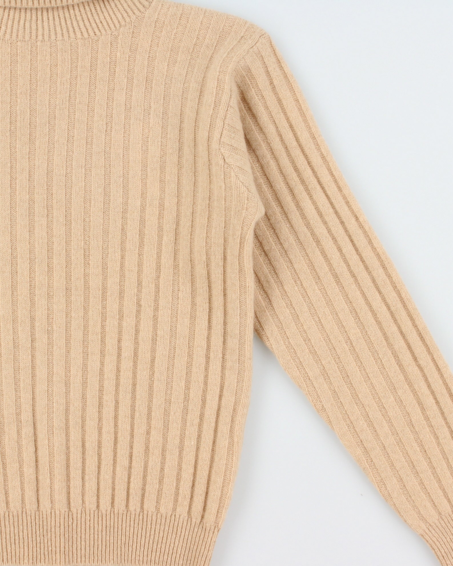 Vintage Y2K 00s Ralph Lauren Women's Ribbed Wool Knit Roll Neck Jumper - XXS