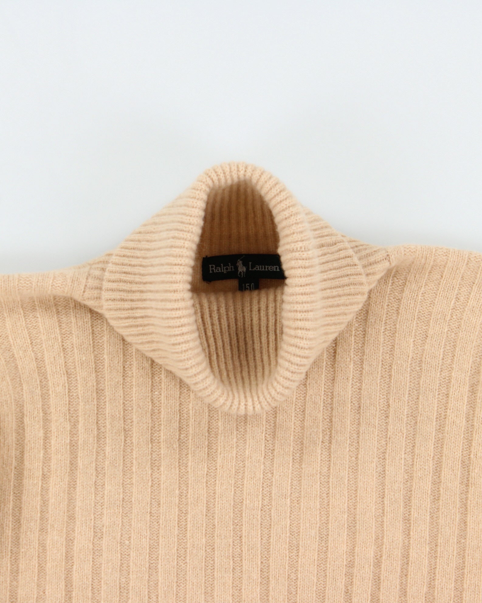 Vintage Y2K 00s Ralph Lauren Women's Ribbed Wool Knit Roll Neck Jumper - XXS