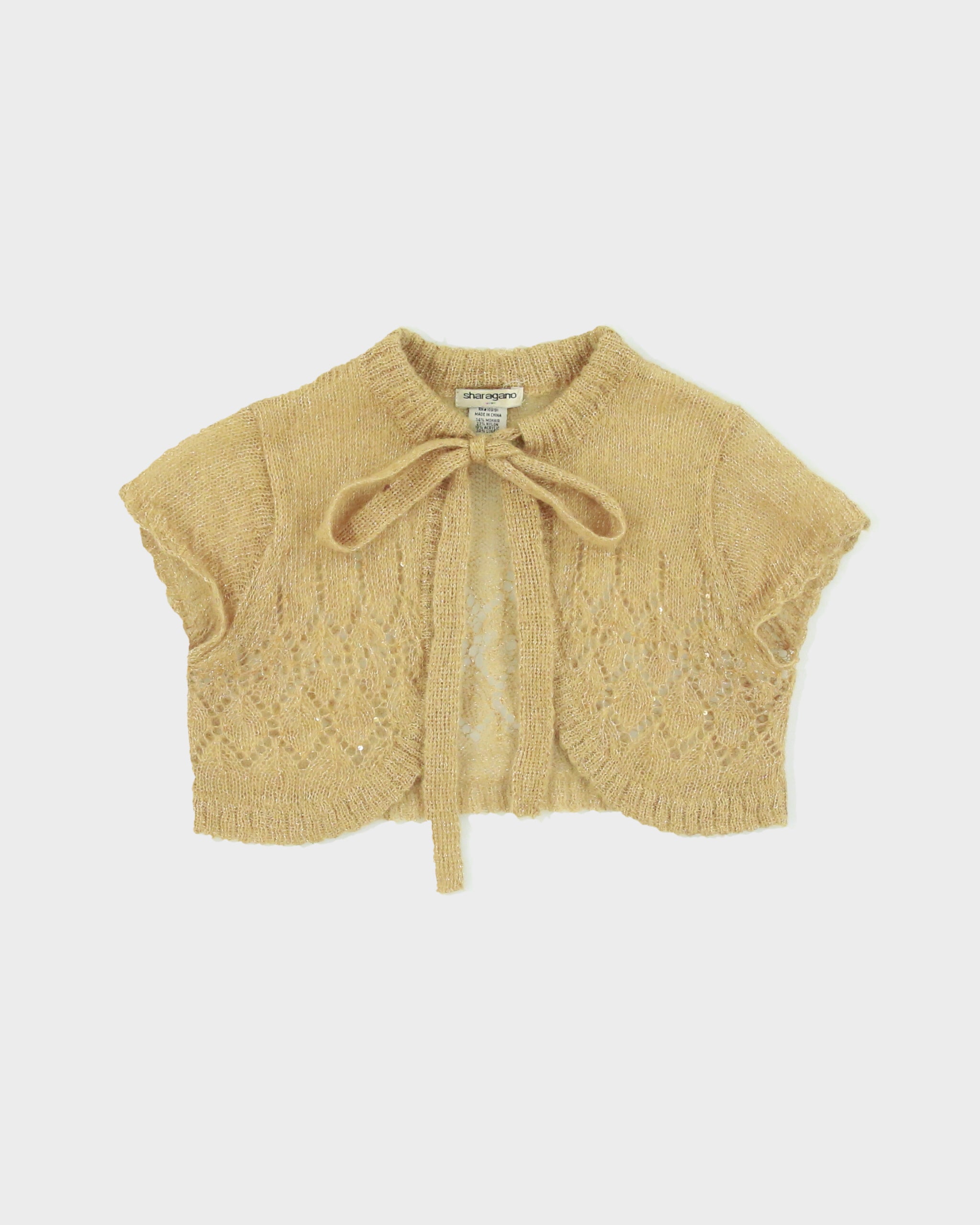 Vintage Y2K 2000s Sharagano Mohair Blend Sparkly Knit Bolero - S