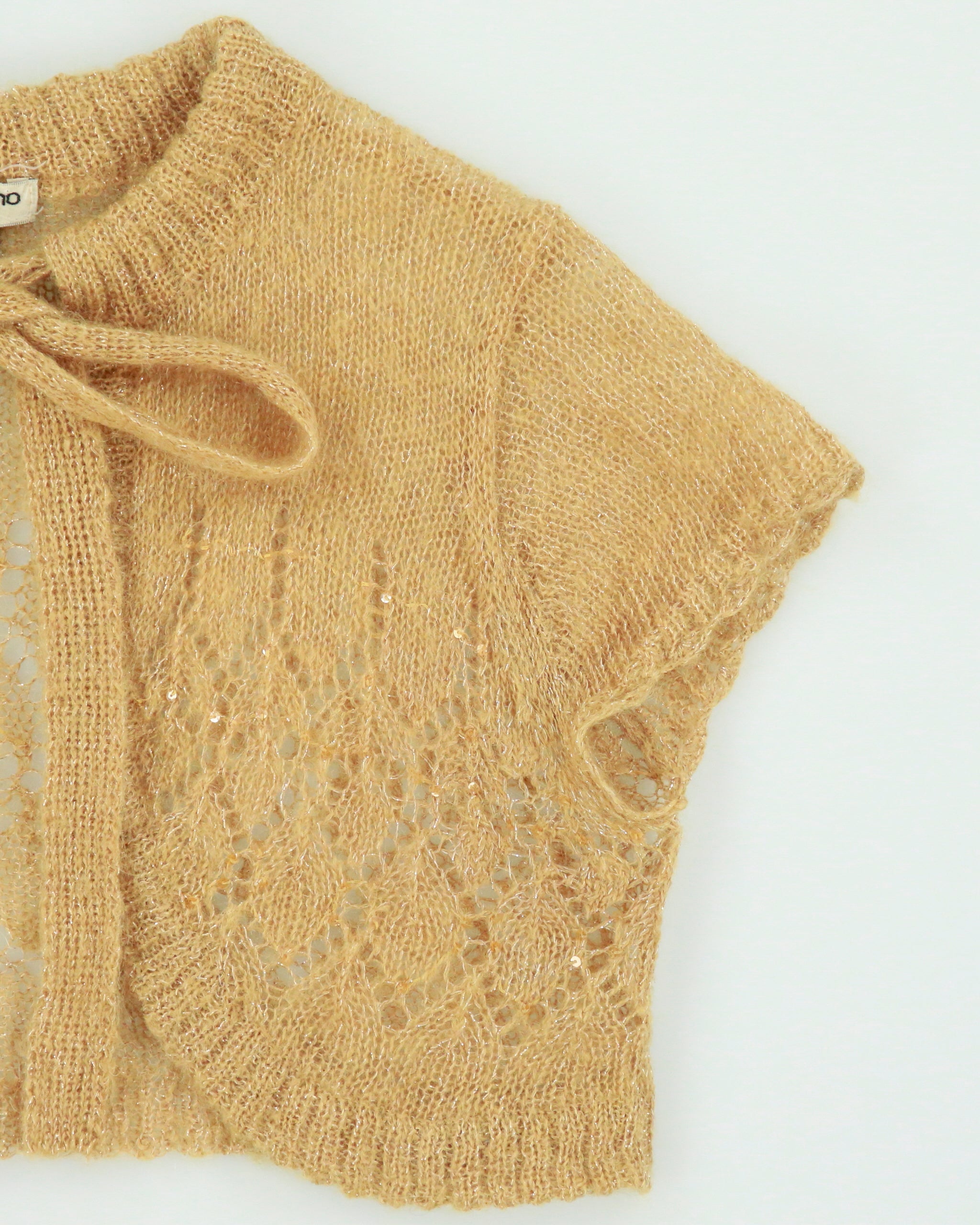 Vintage Y2K 2000s Sharagano Mohair Blend Sparkly Knit Bolero - S