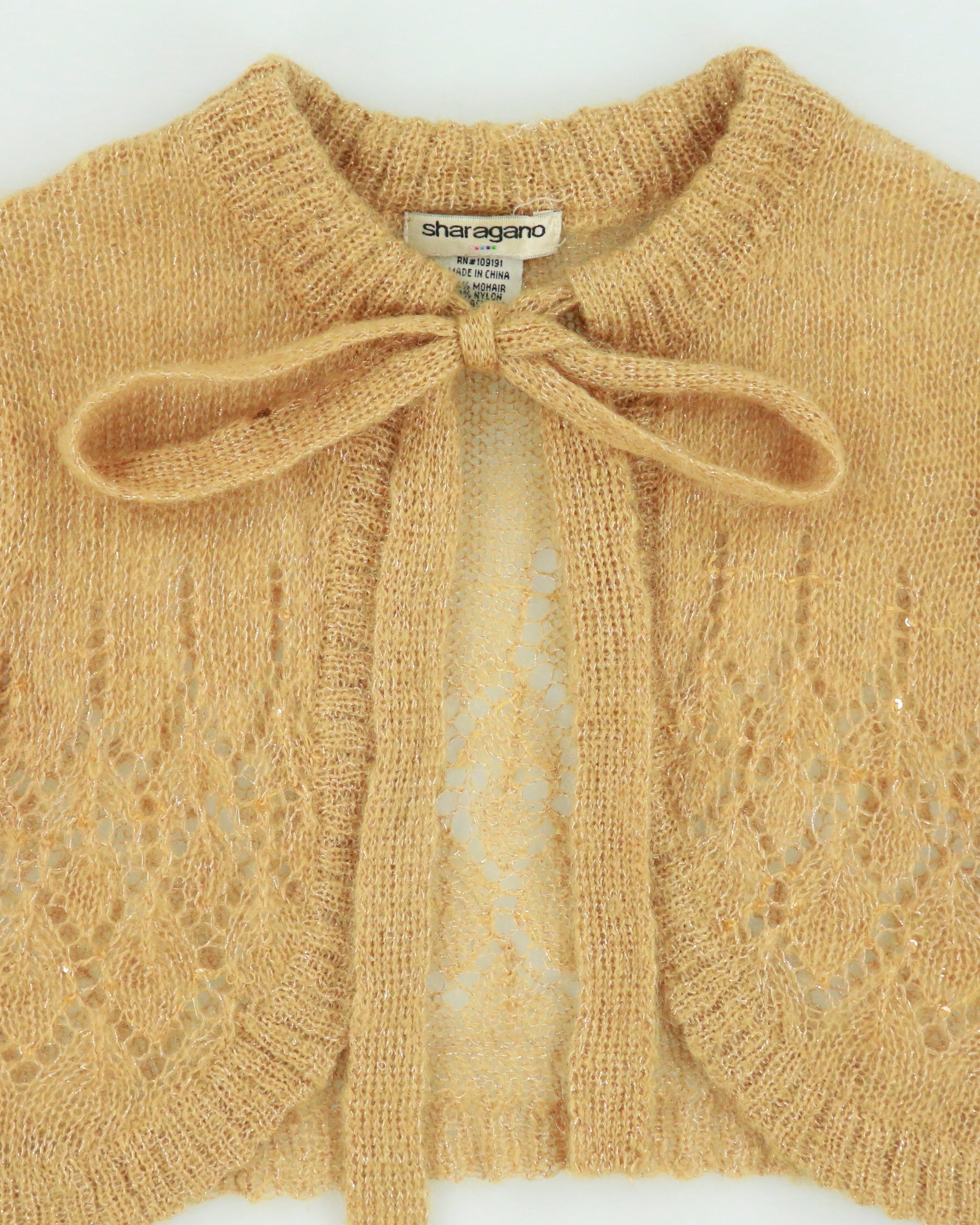 Vintage Y2K 2000s Sharagano Mohair Blend Sparkly Knit Bolero - S