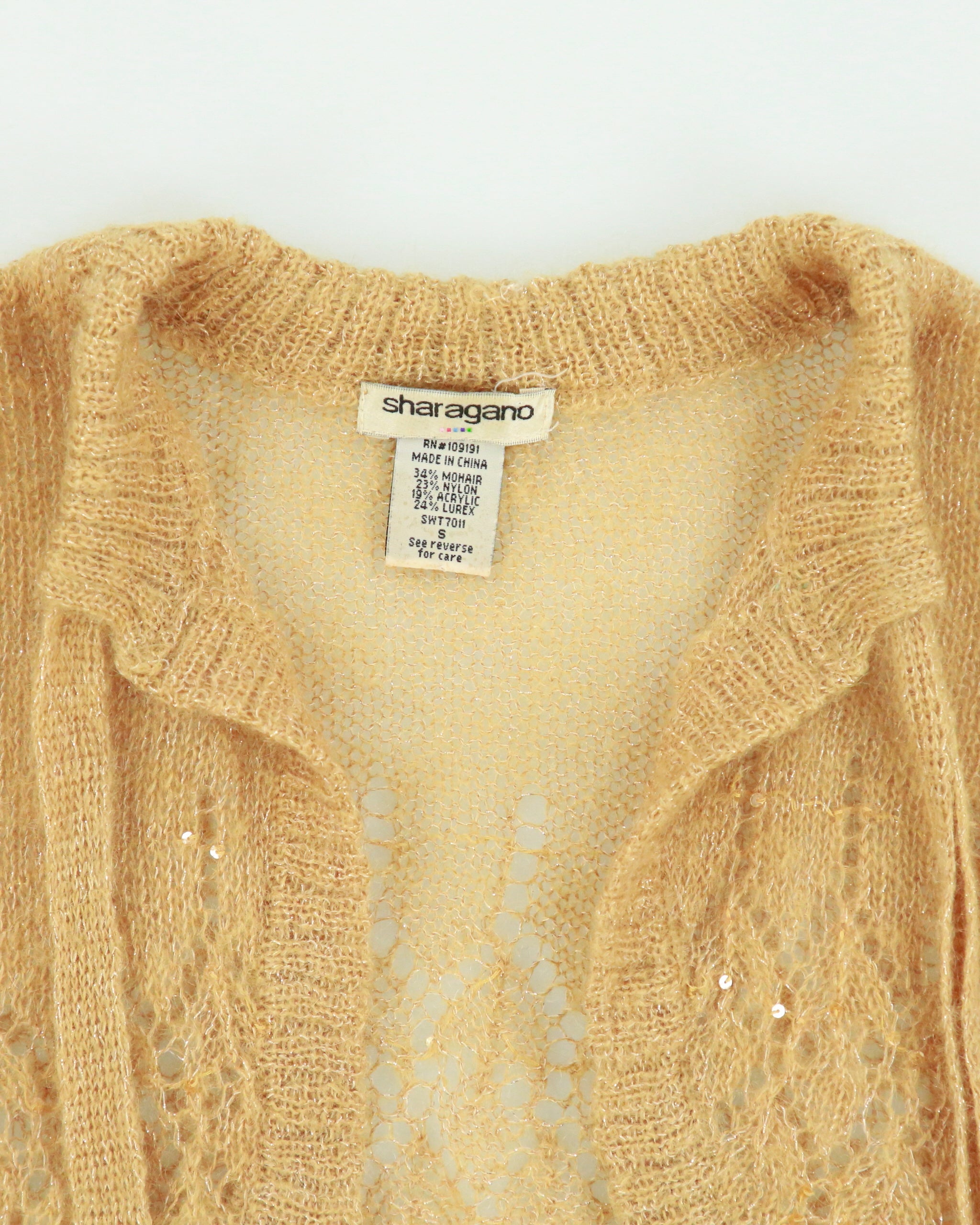 Vintage Y2K 2000s Sharagano Mohair Blend Sparkly Knit Bolero - S