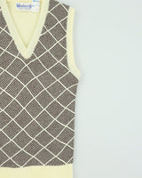 Deadstock 1970s Woodwards V-neck Pattern Knit Vest - XS
