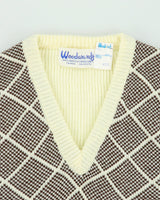 Deadstock 1970s Woodwards V-neck Pattern Knit Vest - XS