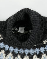 Vintage J. Crew Women's Fair Isle Mohair Wool Chunky Knit Roll Neck Jumper - S
