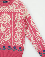 Vintage 1990s Woolrich Women's Hot Pink Fair Isle Wool Mohair Chunky Crewneck Knit Jumper - S