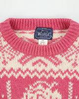 Vintage 1990s Woolrich Women's Hot Pink Fair Isle Wool Mohair Chunky Crewneck Knit Jumper - S