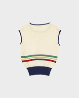 Vintage 1970s Mario Romano Women's Striped Wool Open-Knit Sweater Vest - S