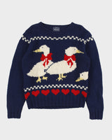 Vintage 1980s Woolrich Women's Wool Geese Chunky Knit Crewneck Jumper - L