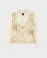 Vintage Y2K 00s Esprit Women's Merino Wool Chunky Faux Shearling Cardigan - S