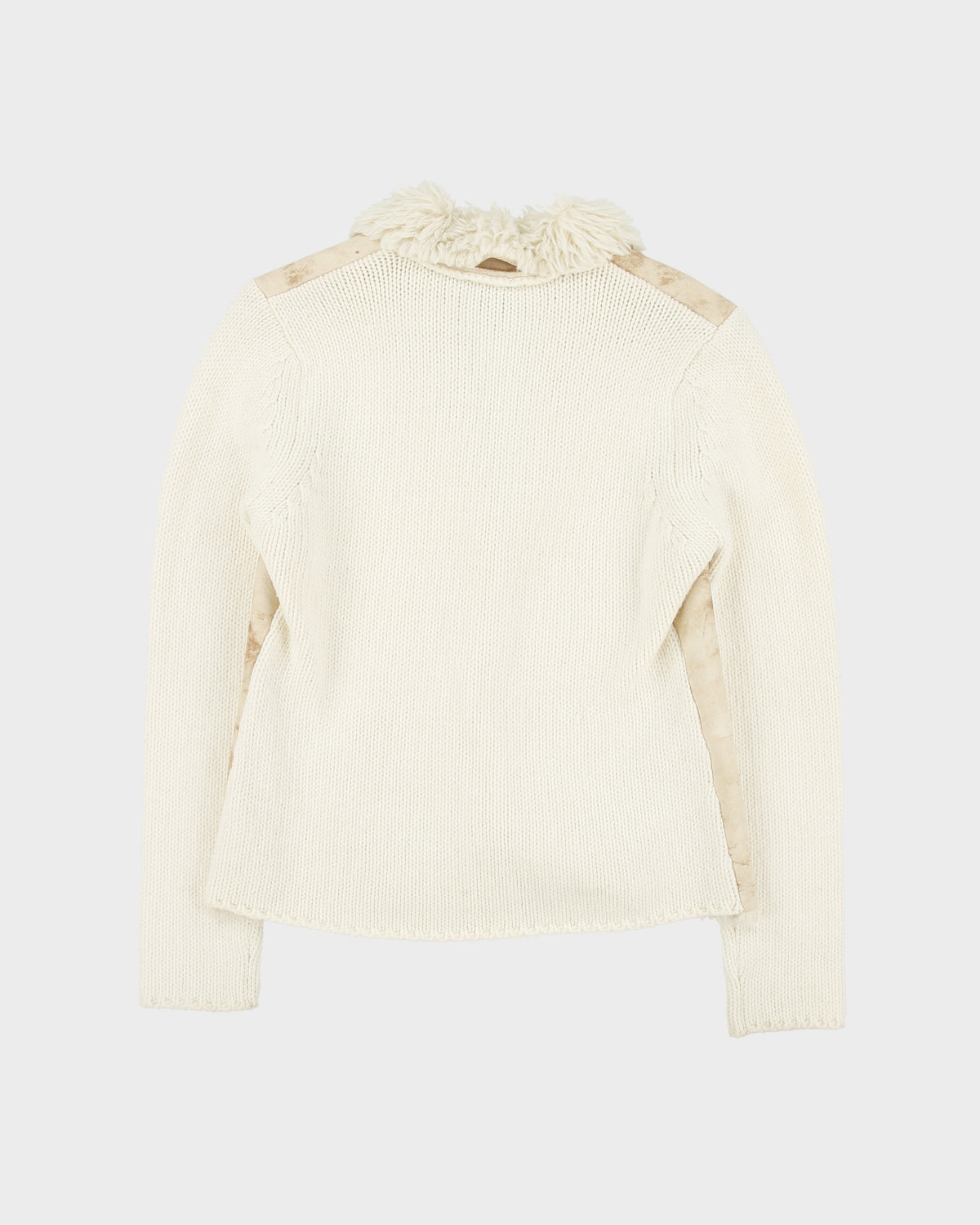 Vintage Y2K 00s Esprit Women's Merino Wool Chunky Faux Shearling Cardigan - S