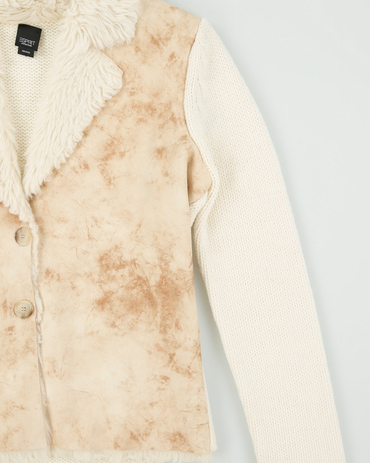 Vintage Y2K 00s Esprit Women's Merino Wool Chunky Faux Shearling Cardigan - S