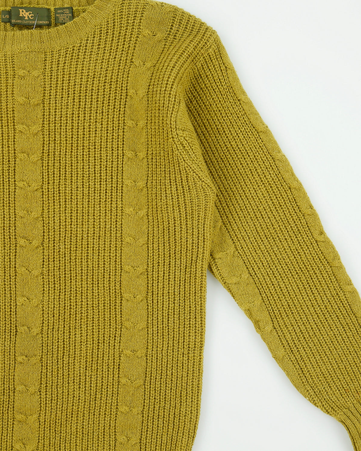 Vintage 1990s Island Clothing Company Wool Cable Knit Jumper - L