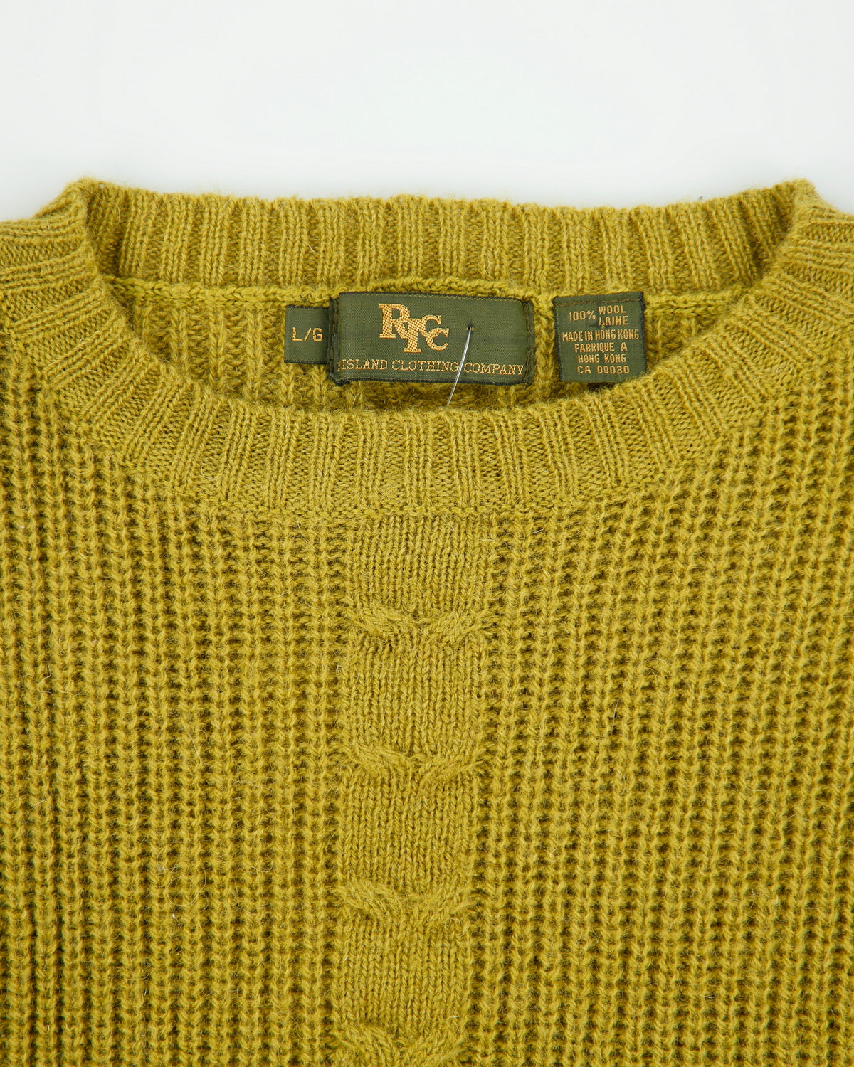 Vintage 1990s Island Clothing Company Wool Cable Knit Jumper - L