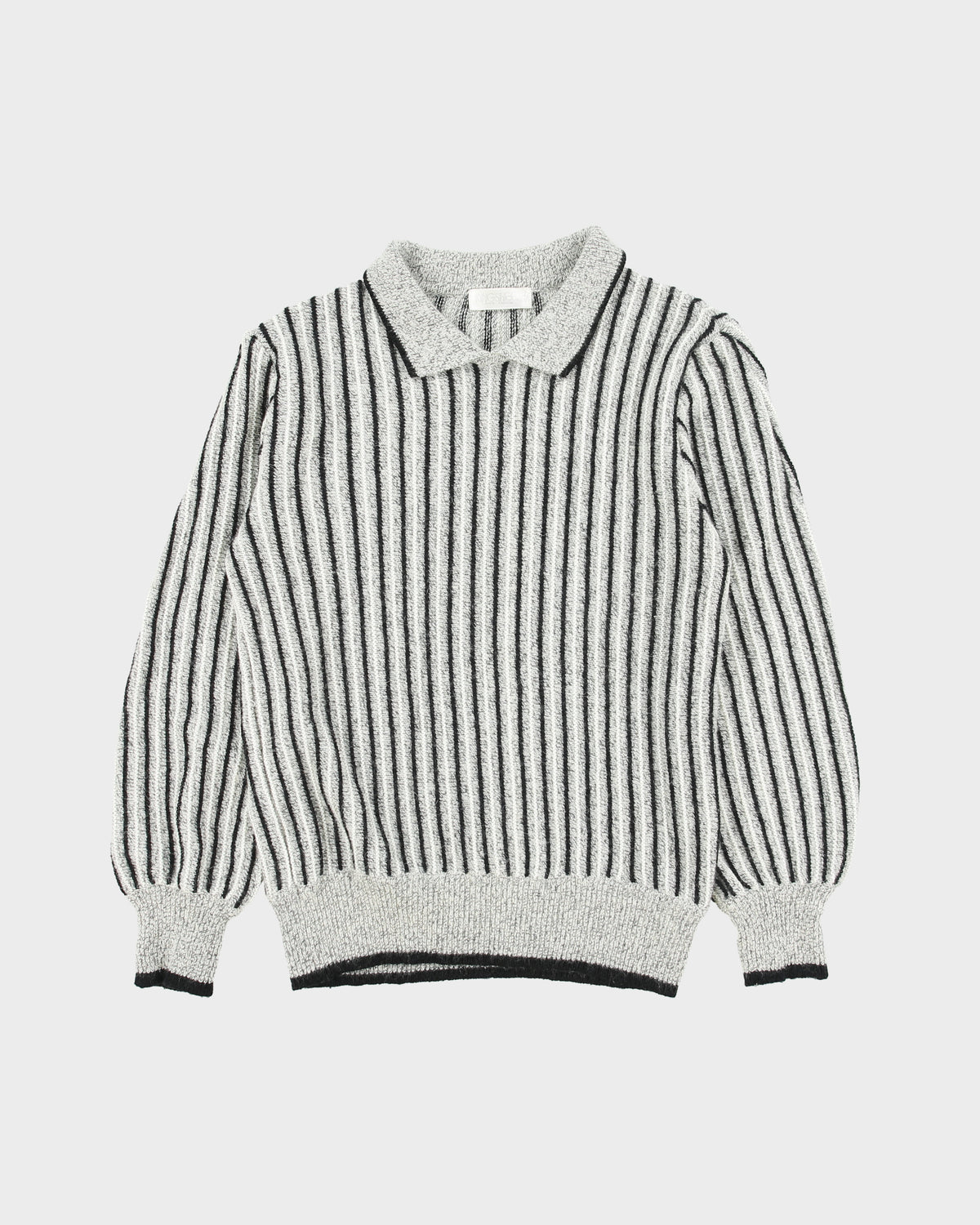 Vintage King Sheep Angora Blend Collared Ribbed Knit Jumper - S