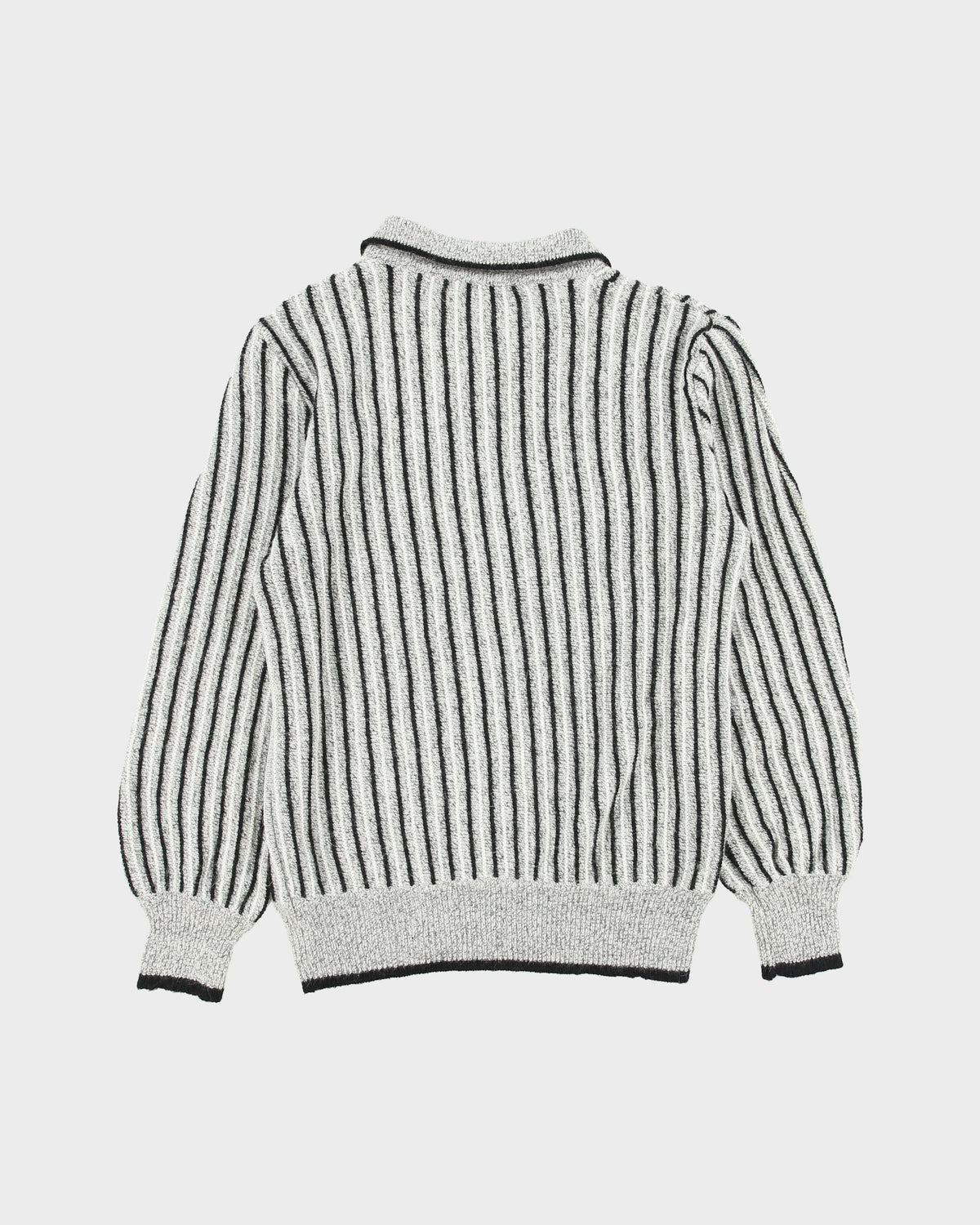 Vintage King Sheep Angora Blend Collared Ribbed Knit Jumper - S
