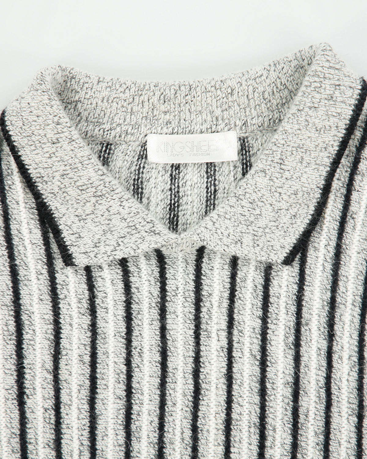 Vintage King Sheep Angora Blend Collared Ribbed Knit Jumper - S