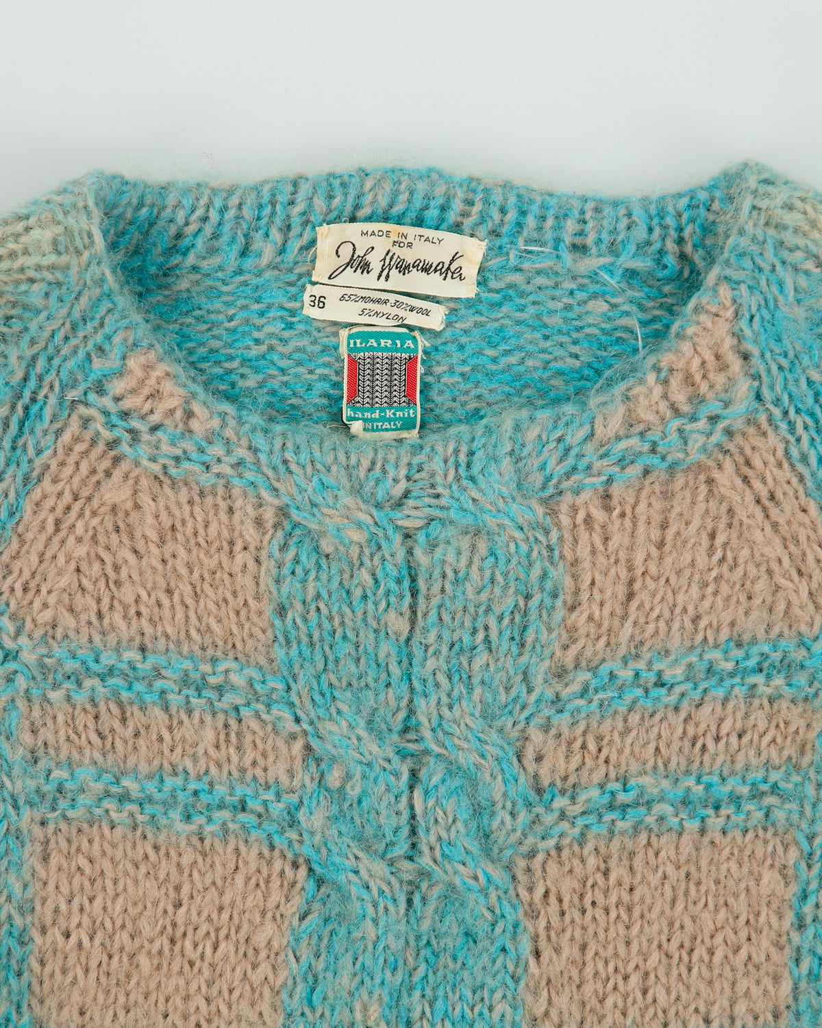 Vintage 1960s Ilaria For Wanamaker Hand-Knit Mohair &amp; Wool Blend Jumper - S
