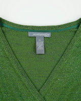Vintage Y2K 00s Hillard &amp; Hanson Glitter Faux Wrap 3/4 Length Sleeve Knit Top - XL