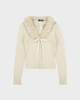 Vintage Y2K 00s Morgan De Toi Mohair Blend Faux Fur Collar Cardigan - XS