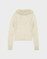 Vintage Y2K 00s Morgan De Toi Mohair Blend Faux Fur Collar Cardigan - XS