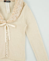 Vintage Y2K 00s Morgan De Toi Mohair Blend Faux Fur Collar Cardigan - XS