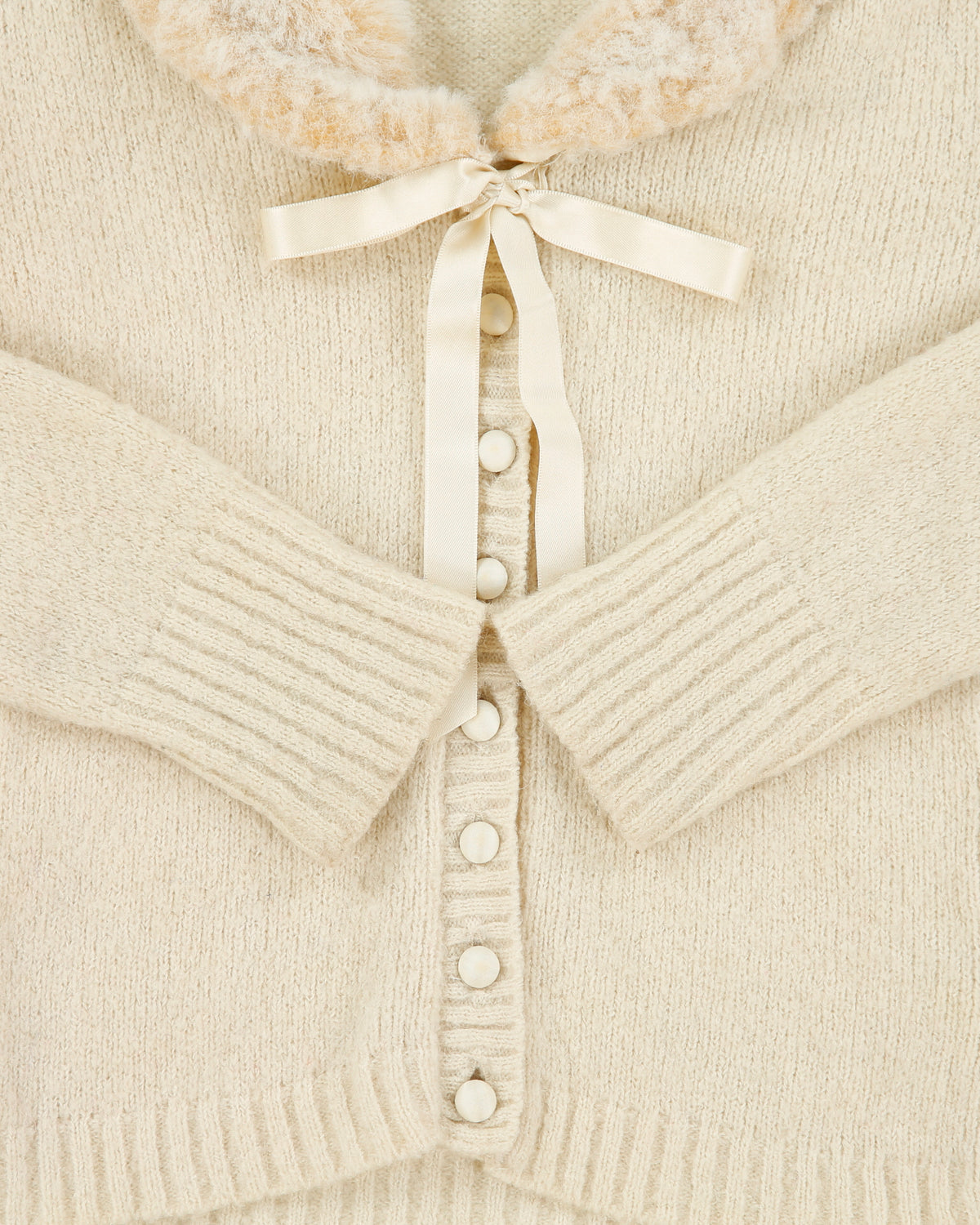 Vintage Y2K 00s Morgan De Toi Mohair Blend Faux Fur Collar Cardigan - XS