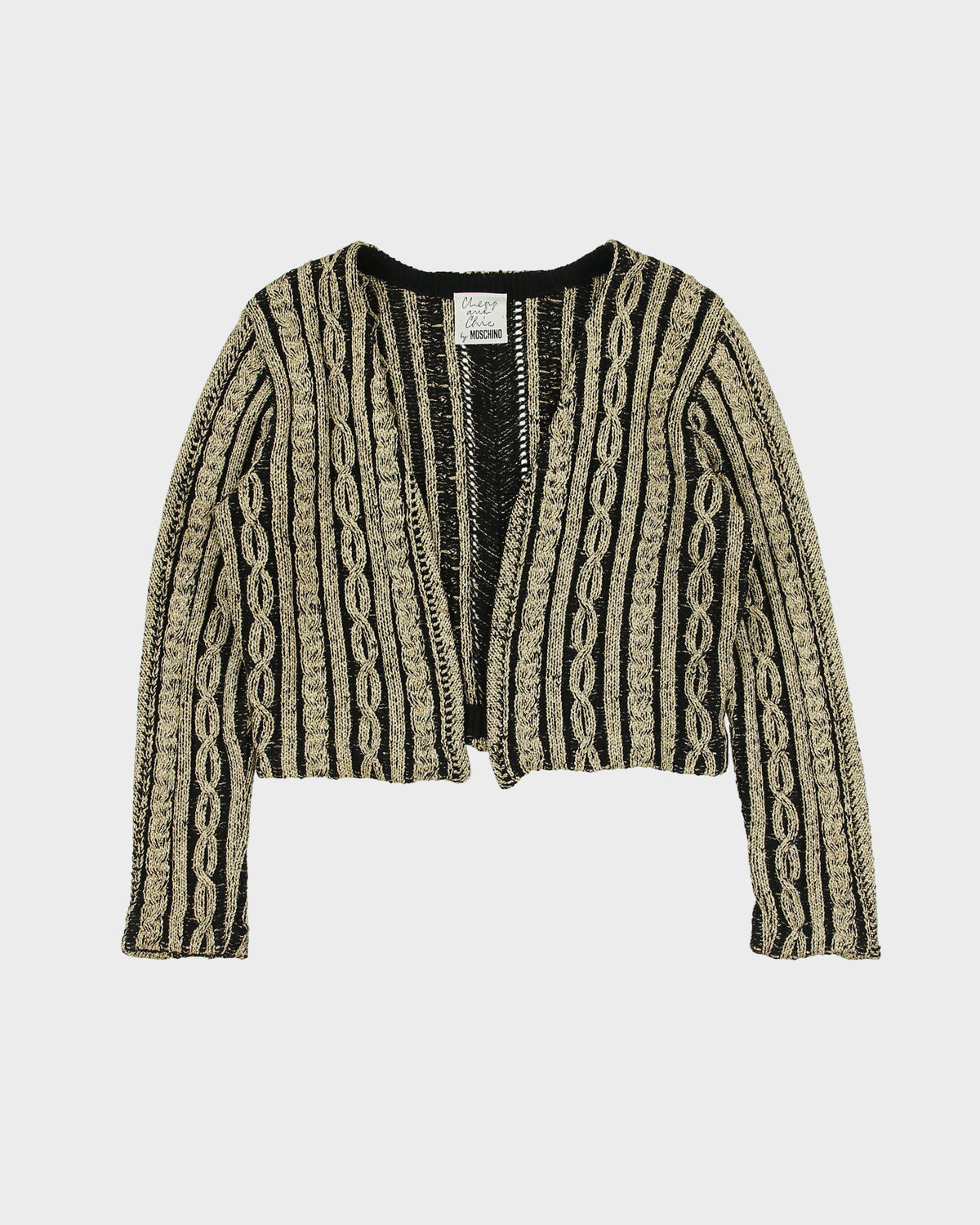 Vintage Y2K 00s Moschino Cheap &amp; Chic Wool Blend Cable Knit Cardigan - M