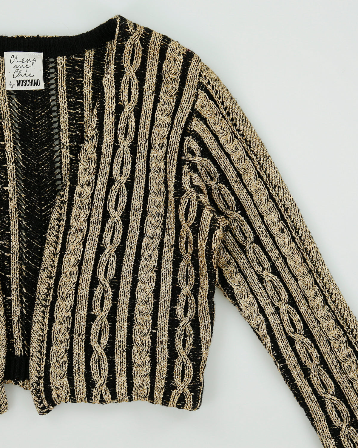 Vintage Y2K 00s Moschino Cheap &amp; Chic Wool Blend Cable Knit Cardigan - M